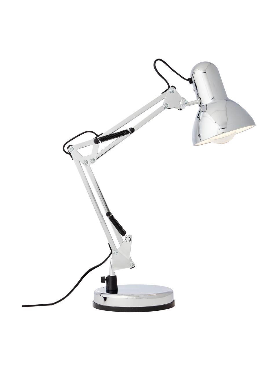 Grote bureaulamp Henry, Lampenkap: metaal, Lampvoet: metaal, Chroomkleurig, B 16 x H 50 cm