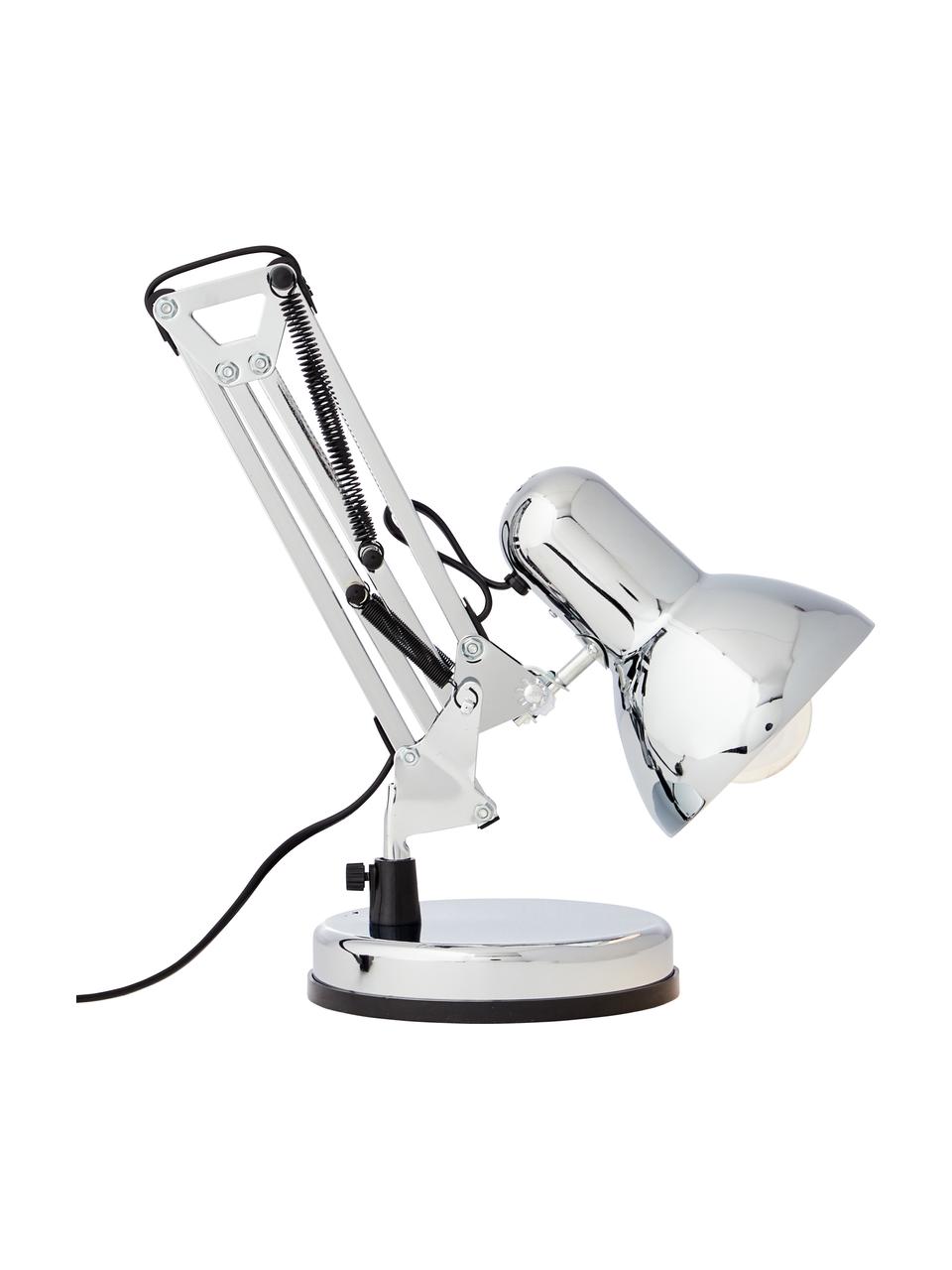 Grote bureaulamp Henry, Lampenkap: metaal, Lampvoet: metaal, Chroomkleurig, B 16 x H 50 cm