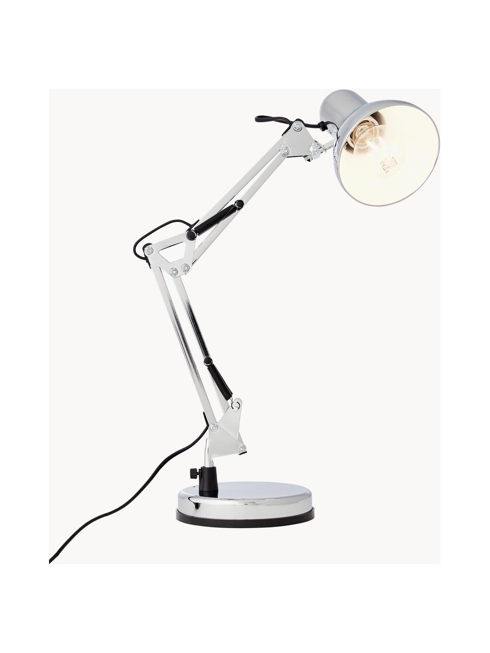 Grote bureaulamp Henry, Lampenkap: metaal, Lampvoet: metaal, Zilverkleurig, B 16 x H 50 cm