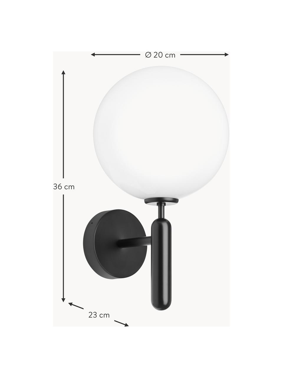 Außenwandleuchte Miira, Lampenschirm: Glas, Schwarz, Weiß, B 20 x H 36 cm