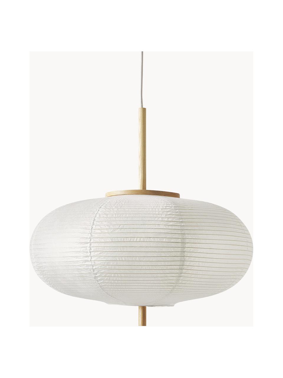 Dizajnová závesná lampa z ryžového papiera Misaki, Biela, svetlé drevo, Ø 52 x V 24