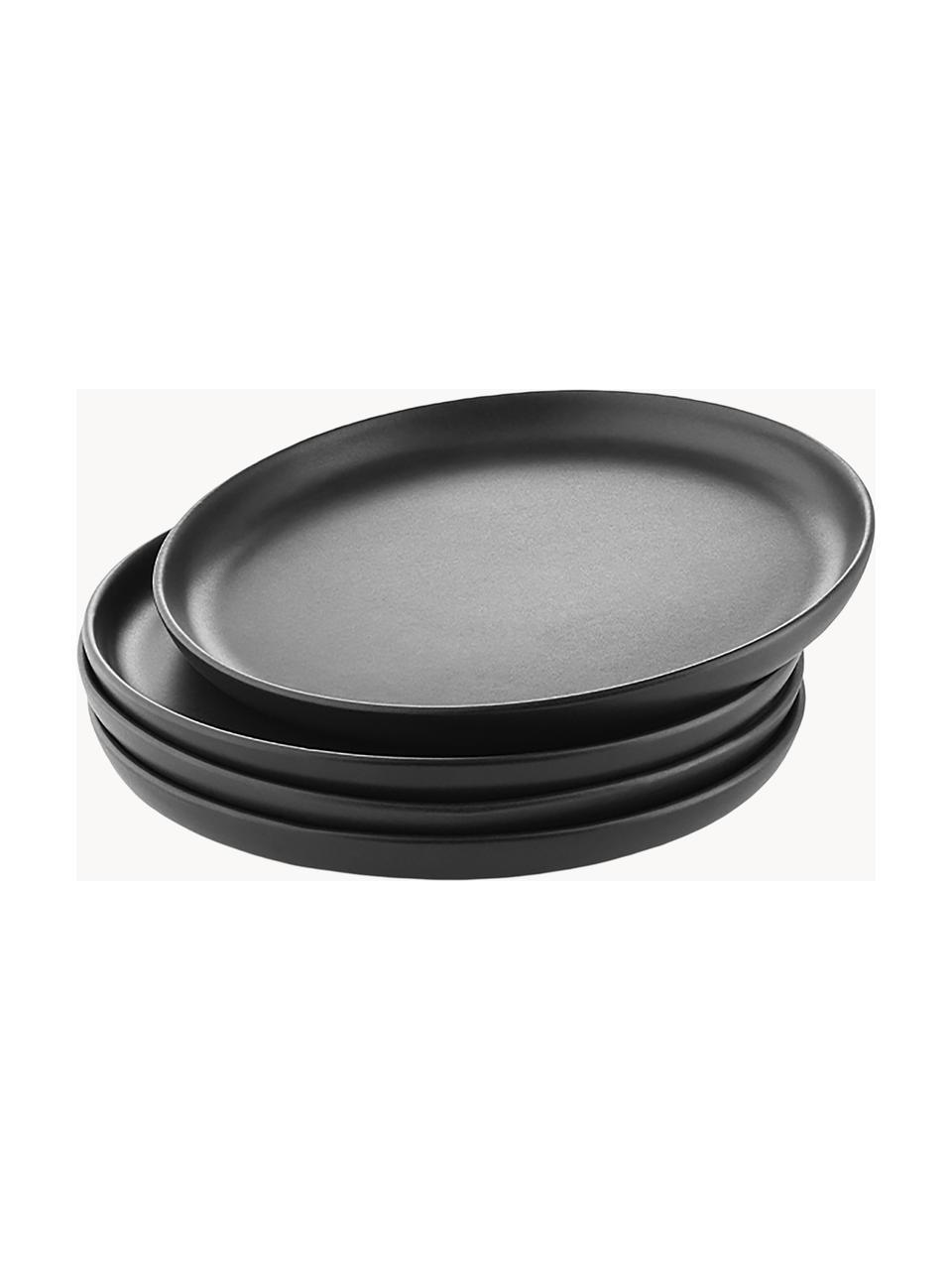 Speiseteller Nordic Kitchen, 4 Stück, Steinzeug, Schwarz, Ø 25 cm