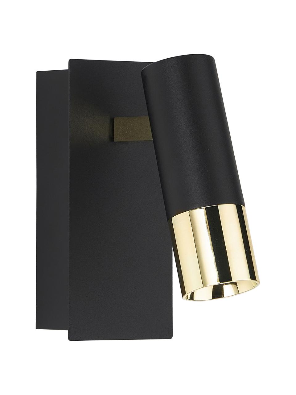 Applique murale LED orientable Bobby, Noir, couleur dorée, larg. 7 x haut. 15 cm