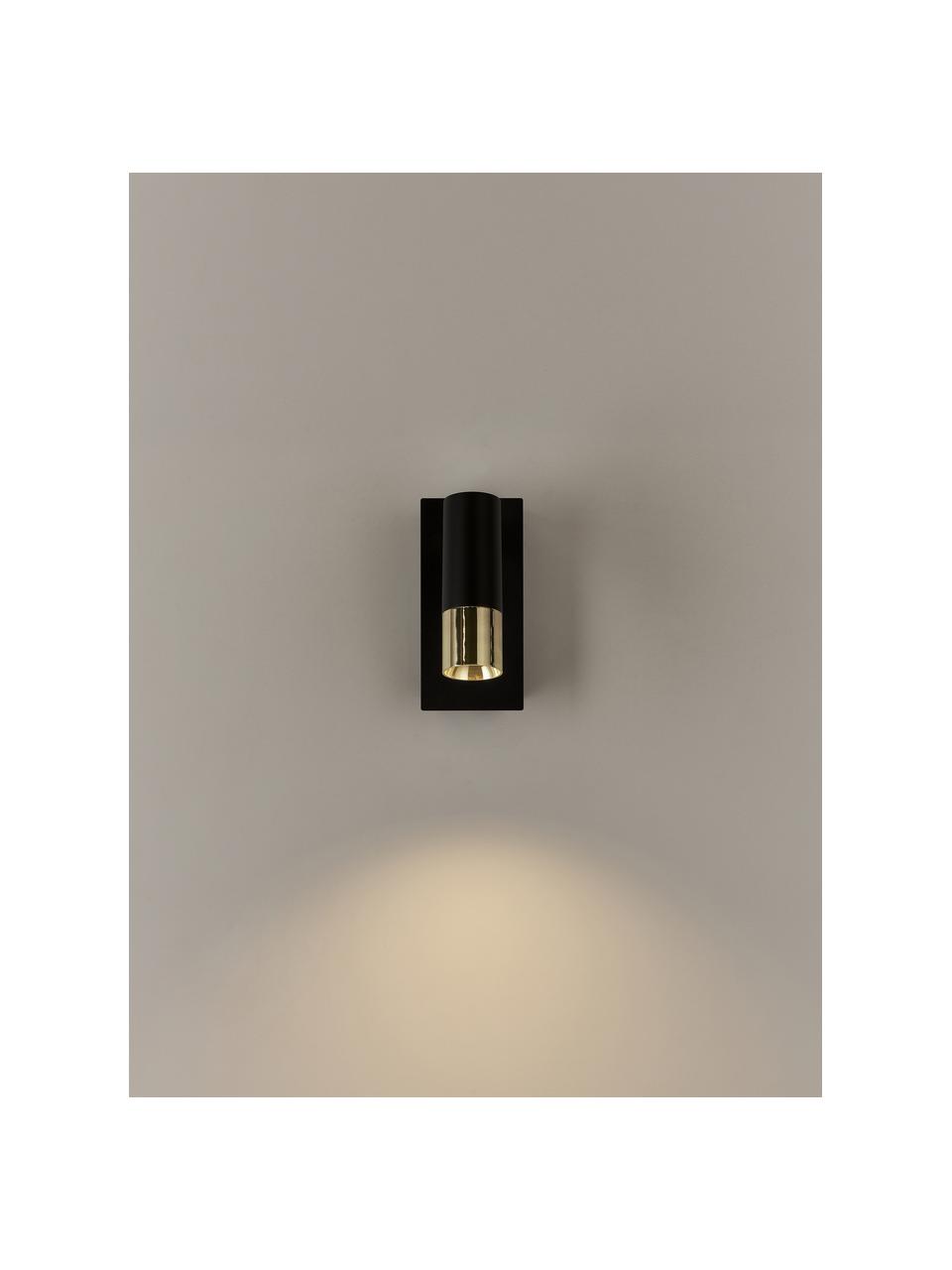 Applique murale LED orientable Bobby, Noir, doré, larg. 7 x haut. 15 cm