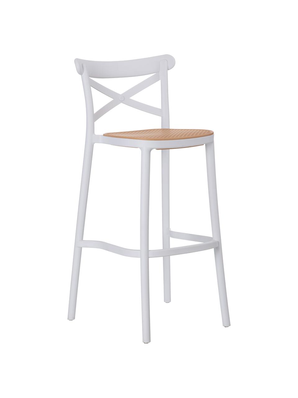 Plastová barová stolička Henri, Biela, svetlohnedá