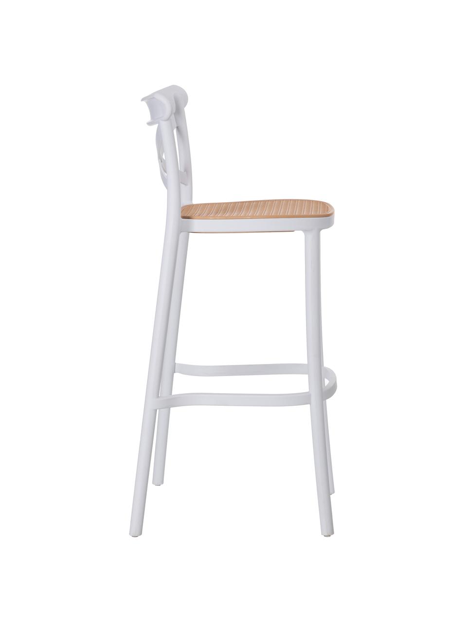 Barová židle z umělé hmoty Henri, Bílá, světle hnědá