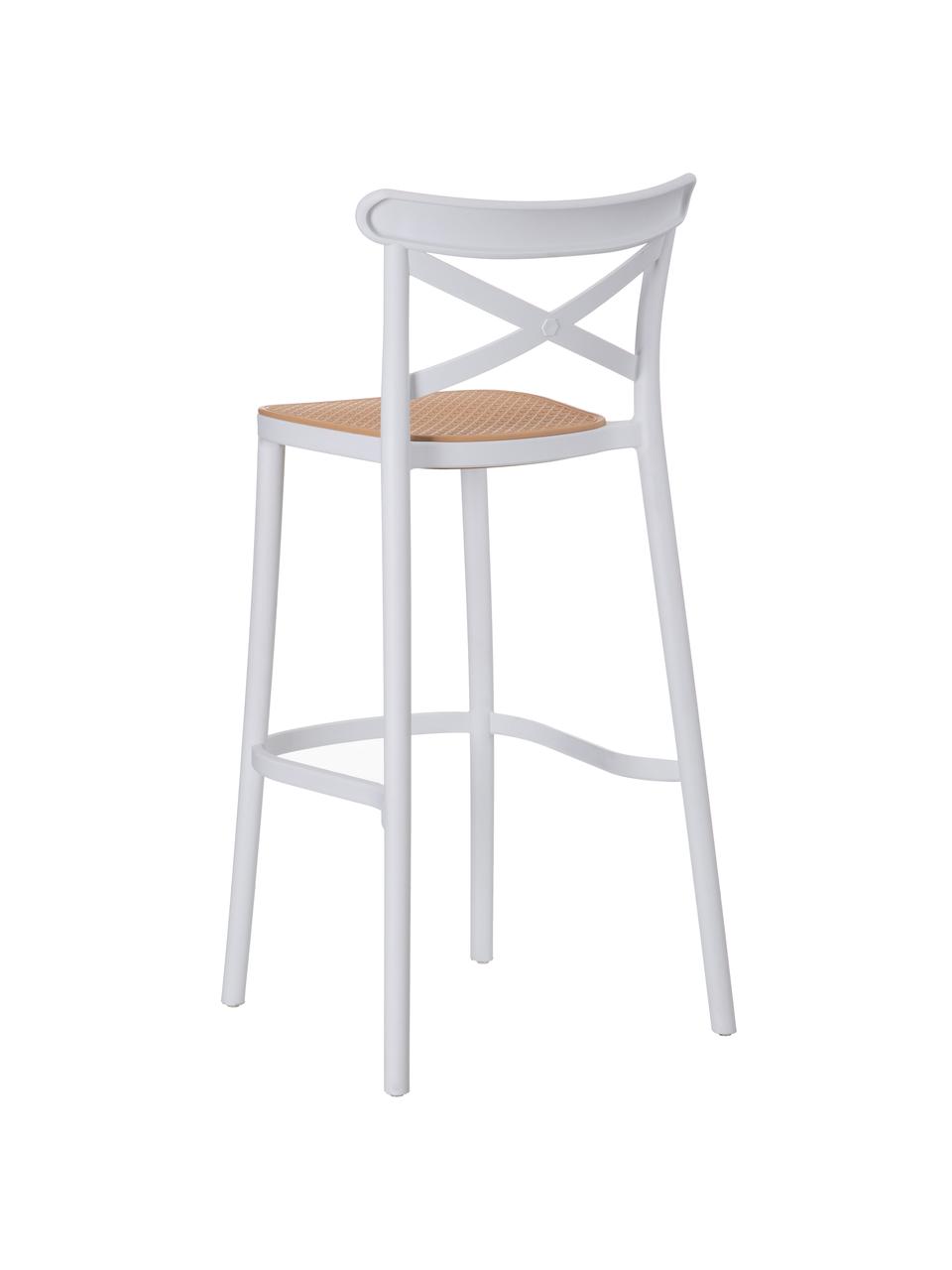 Barová židle z umělé hmoty Henri, Bílá, světle hnědá