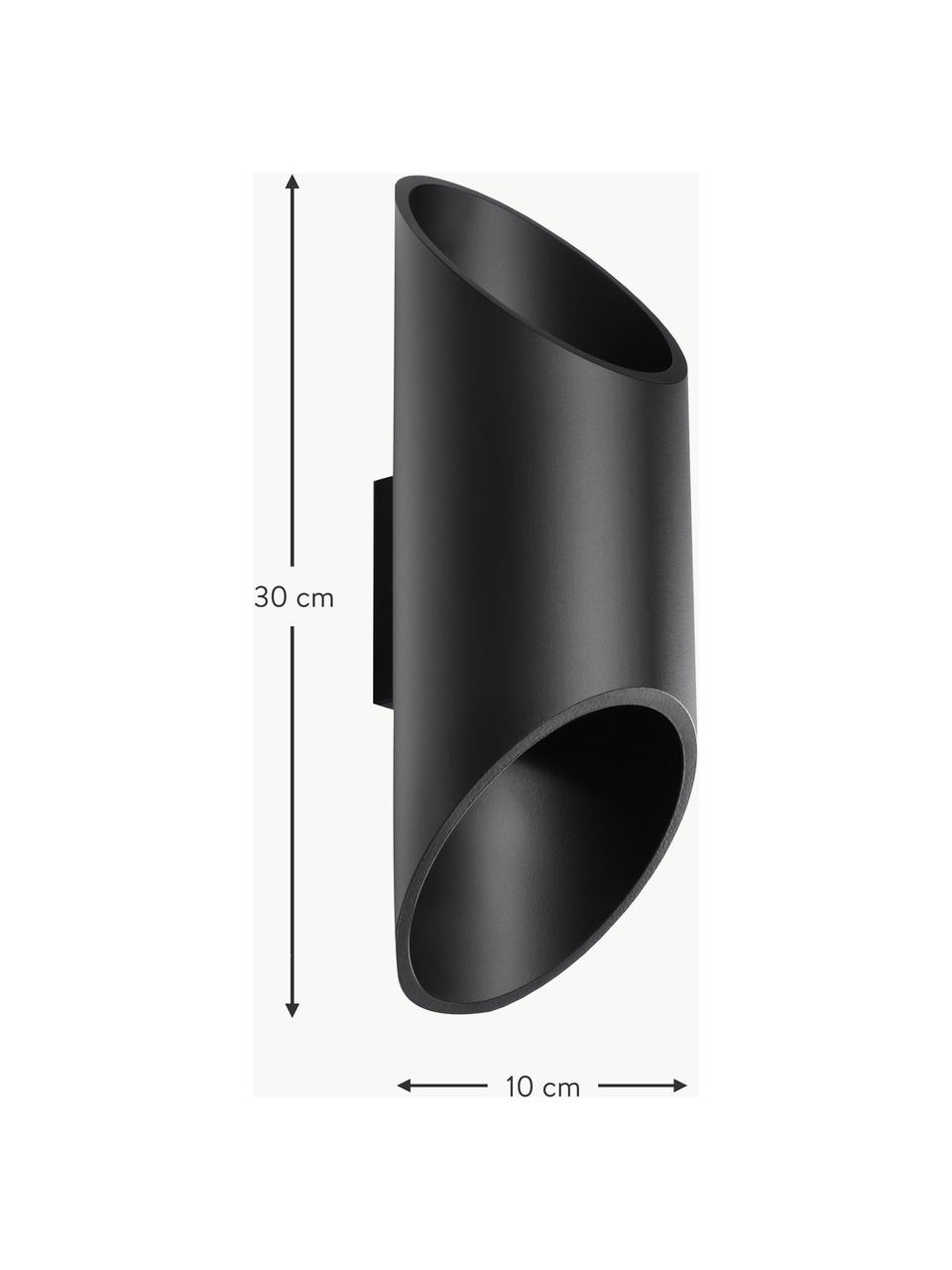 Handgefertigte Wandleuchte Nixon, Metall, beschichtet, Schwarz, B 10 x H 30 cm