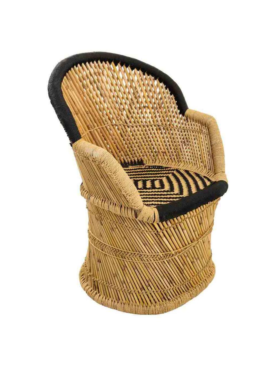 Sillón de bambú para exterior Ariadna, Madera de bambú, cuerda, Bambú, negro, An 46 x F 63 cm