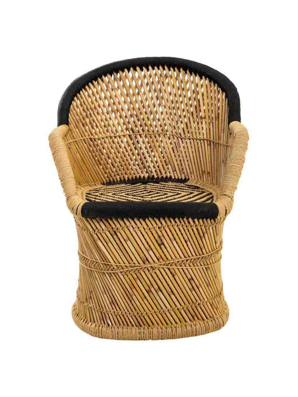 Sillón de bambú para exterior Ariadna, Madera de bambú, cuerda, Bambú, negro, An 46 x F 63 cm