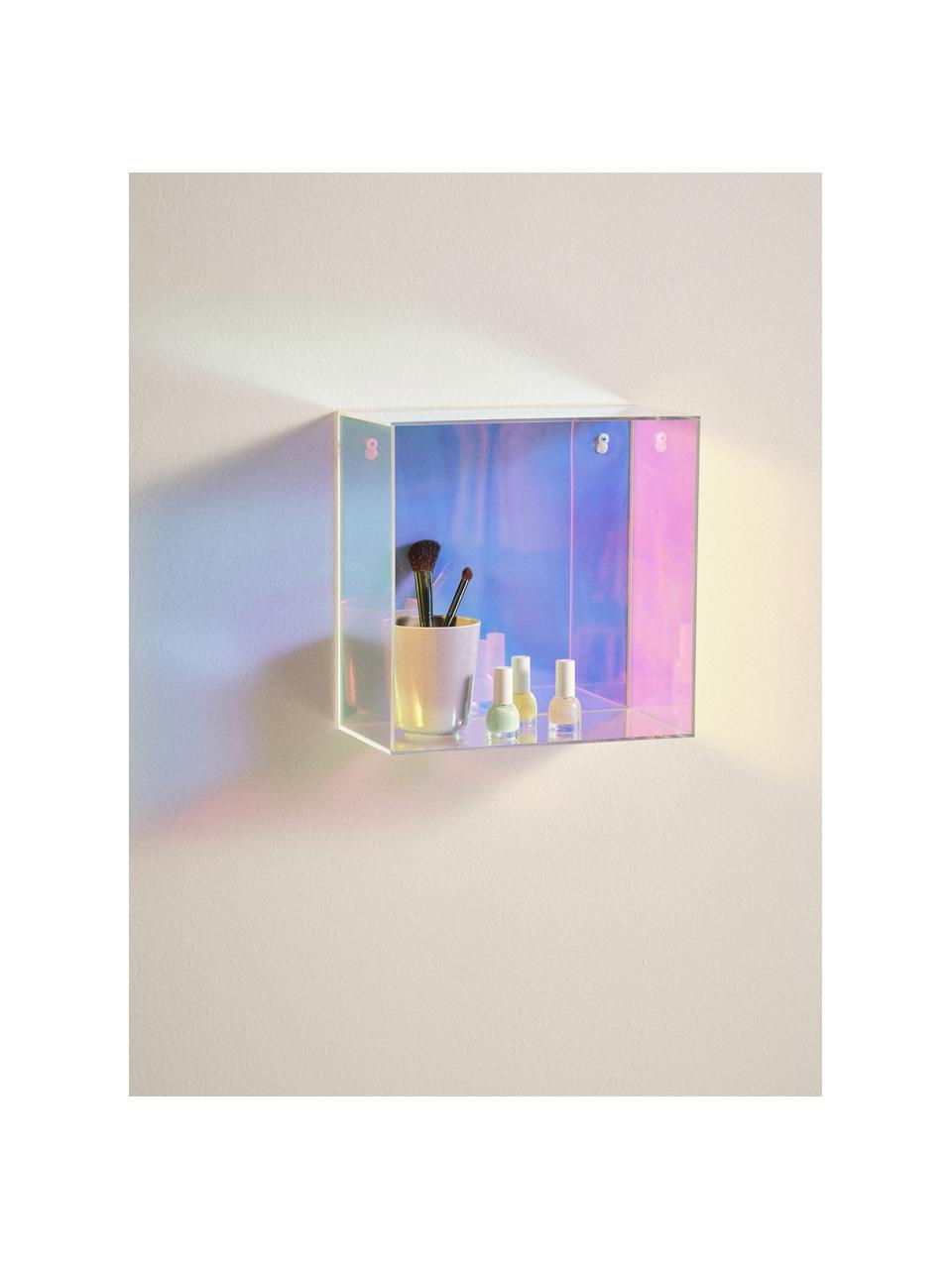 Estante de pared de vidrio iridiscente Olli, Acrílico, Transparente iridiscente, An 30 x Al 30 cm