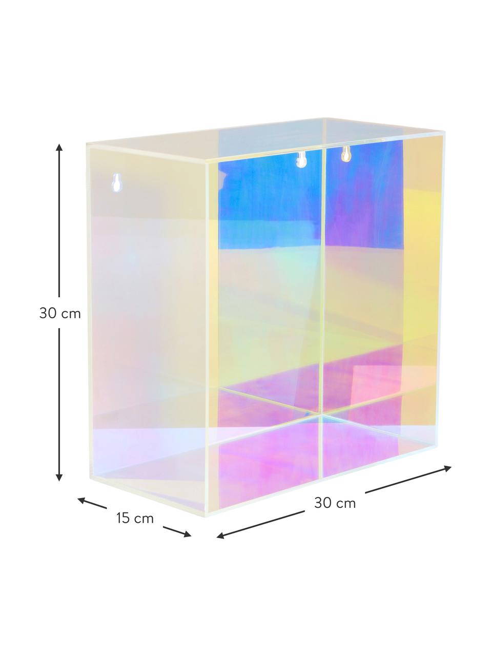 Iriserende glazen wandplank Olli, Acrylglas, Transparant, iriserend, B 30 x H 30 cm