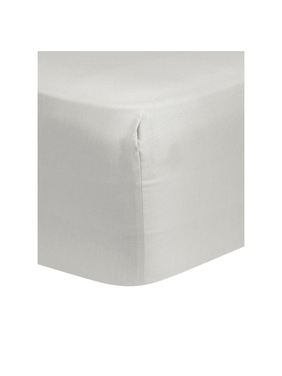 Drap-housse satin de coton gris clair pour sommier tapissier Comfort, Gris clair, larg. 90 x long. 200 cm