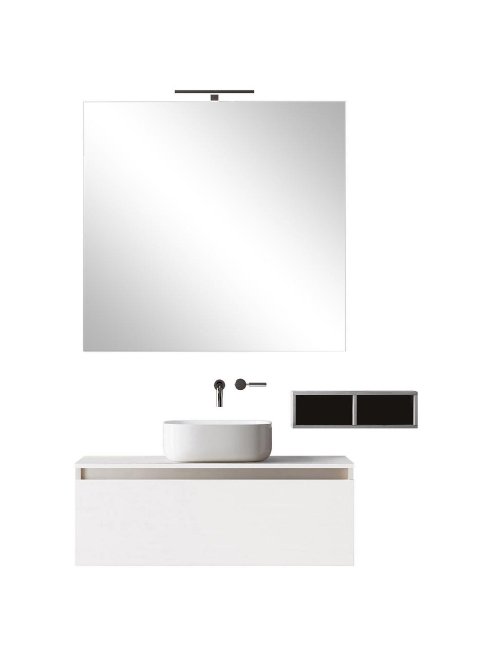 Set lavabo Perth 5 pz, Lampada: alluminio, Superficie dello specchio: vetro a specchio, Bianco, Set in varie misure