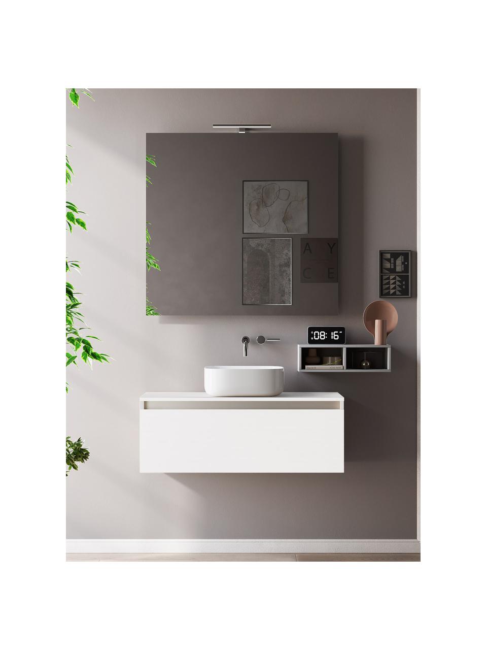 Set lavabo Perth 5 pz, Lampada: alluminio, Superficie dello specchio: vetro a specchio, Bianco, Set in varie misure