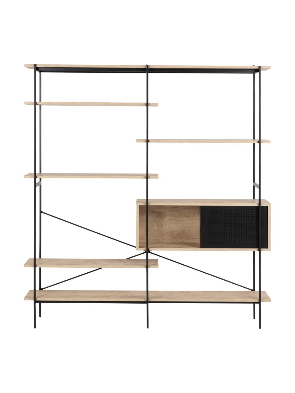 Wandrek Angus van hout en metaal, Frame: gepoedercoat metaal, Hout, zwart, B 172 cm x H 188 cm