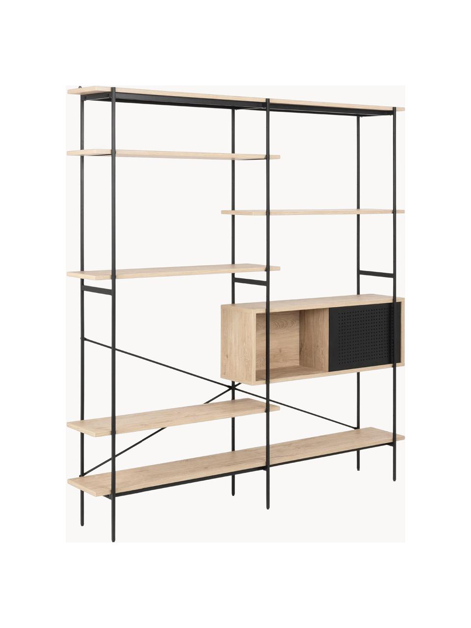 Regał z drewna i metalu Angus, Stelaż: metal malowany proszkowo, Drewno naturalne, czarny, S 172 x W 188 cm