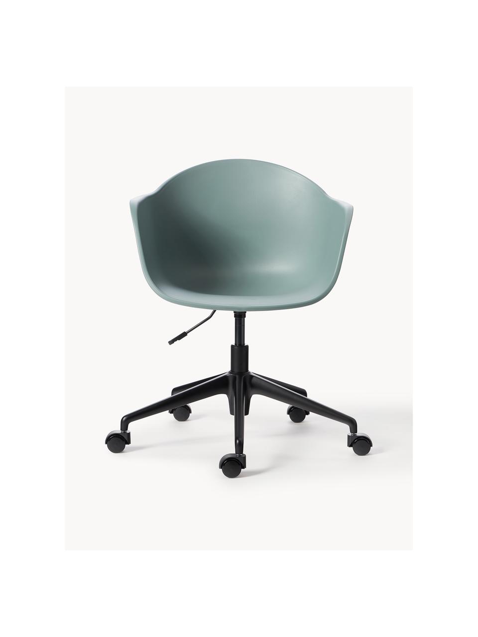 Schreibtischstuhl Claire, Sitzfläche: 65 % Polypropylen, 35 % G, Beine: Metall, pulverbeschichtet, Rollen: Kunststoff, Salbeigrün, B 66 x T 60 cm