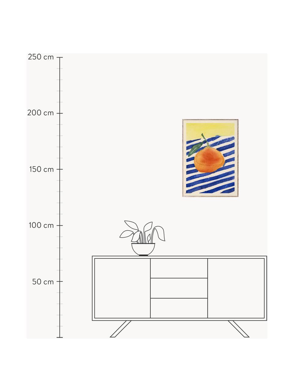 Plagát Orange, 210 g matný papier Hahnemühle, digitálna tlač s 10 farbami odolnými voči UV žiareniu, Oranžová, tmavomodrá, svetložltá, Š 30 x V 40 cm