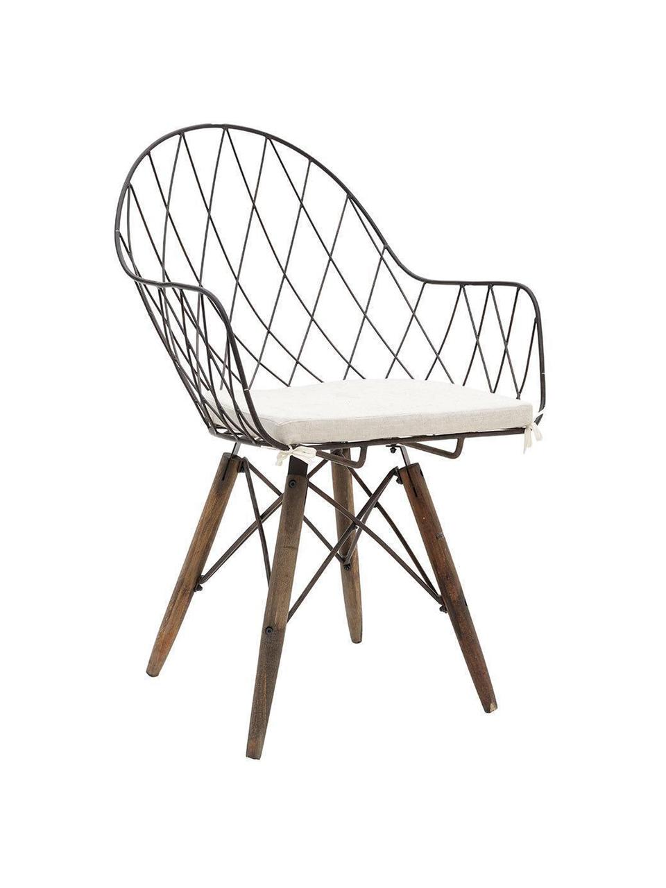 Silla Rusty, Metal, madera de abeto, poliéster, Negro, blanco, An 56 x Al 92 cm