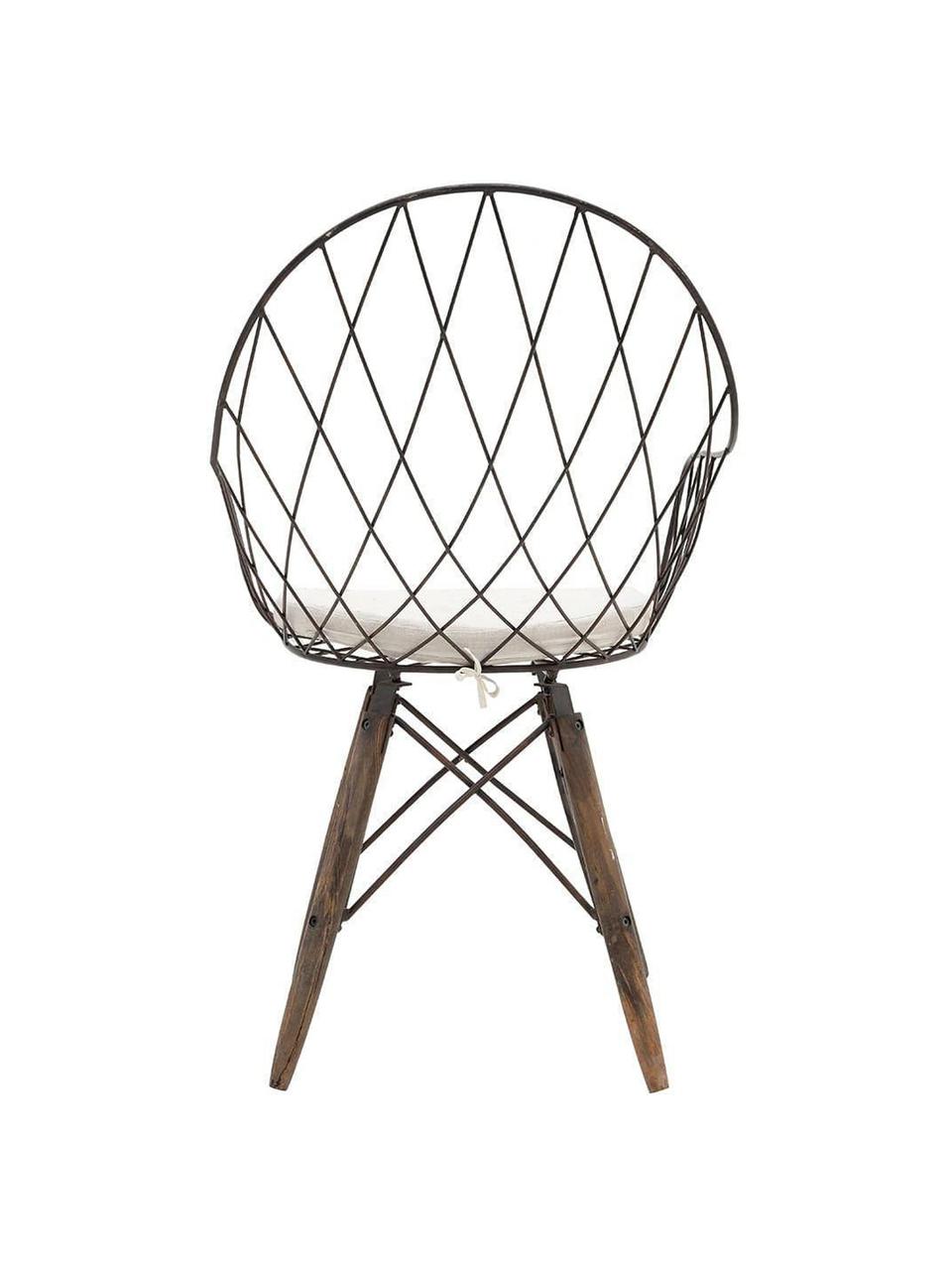 Silla Rusty, Metal, madera de abeto, poliéster, Negro, blanco, An 56 x Al 92 cm