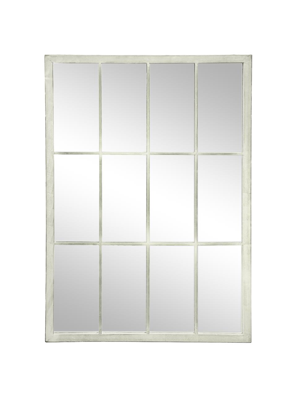 Eckiger Wandspiegel Zanetti mit weissem Metallrahmen, Rahmen: Metall, lackiert, Spiegelfläche: Spiegelglas, Weiss, B 50 x H 70 cm