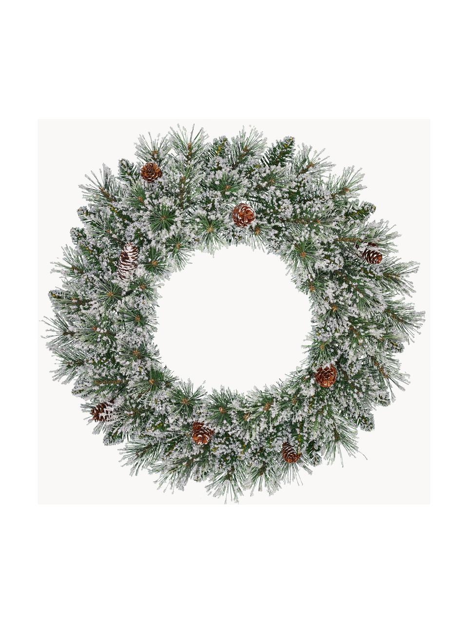 Corona navideña con nieve Vandas, Plástico, Sin luces, Ø 60 x Al 15 cm