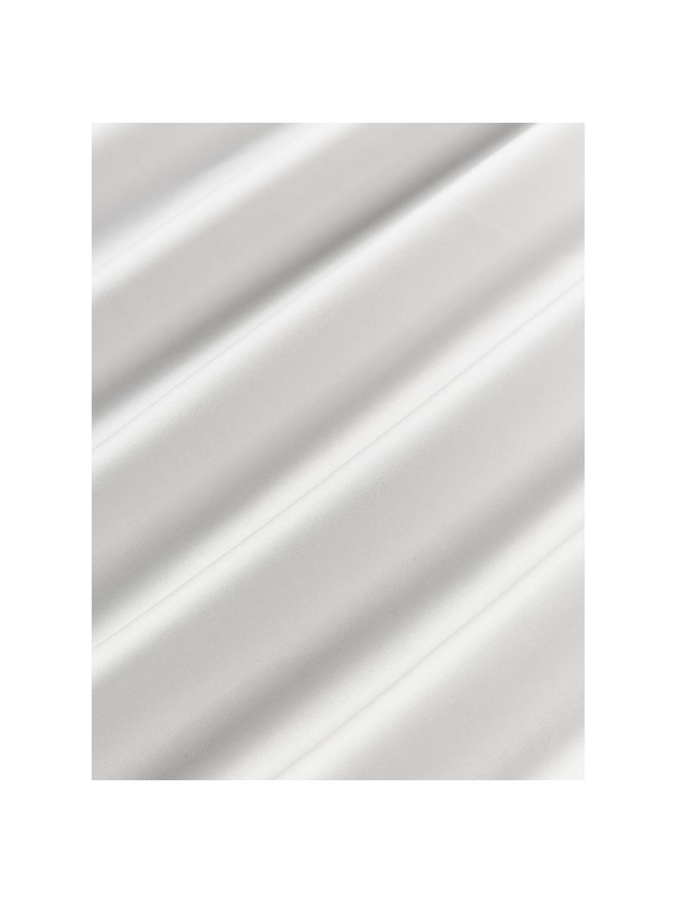 Drap plat en satin de coton Carlotta, Gris clair, blanc, larg. 240 x long. 280 cm