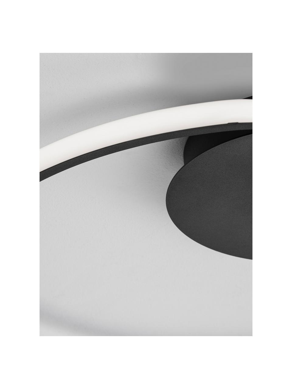 Dimbare LED plafondlamp Fuline, Lampenkap: metaal, Diffuser: acryl, Zwart, Ø 50 x H 5 cm