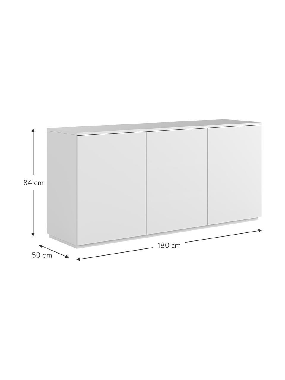 Biela komoda s dvierkami Join, MDF-doska strednej hustoty, lakovaná, s certifikátom FSC®, Biela, Š 180 x V 84 cm
