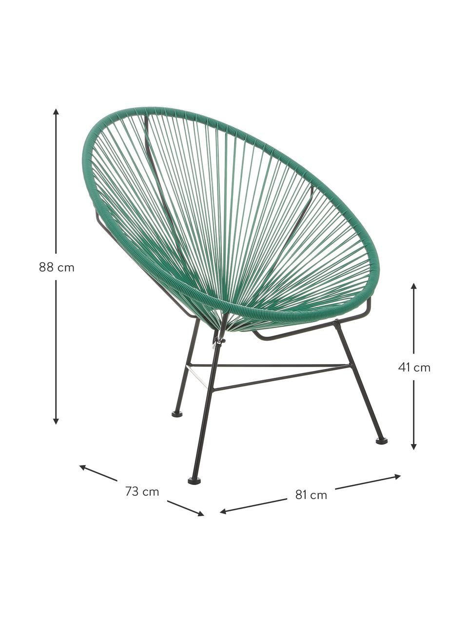 Poltroncina in materiale sintetico intrecciato Bahia, Seduta: plastica, Struttura: metallo verniciato a polv, Verde bosco, Larg. 81 x Prof. 73 cm