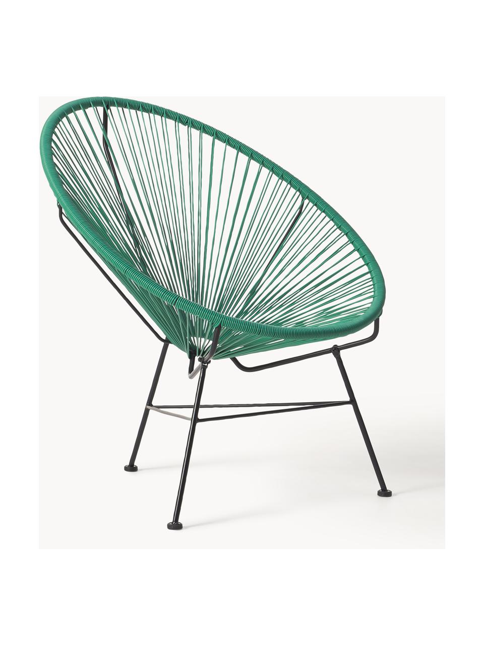 Fauteuil acapulco en plastique tressé Bahia, Vert forêt, larg. 81 x prof. 73 cm