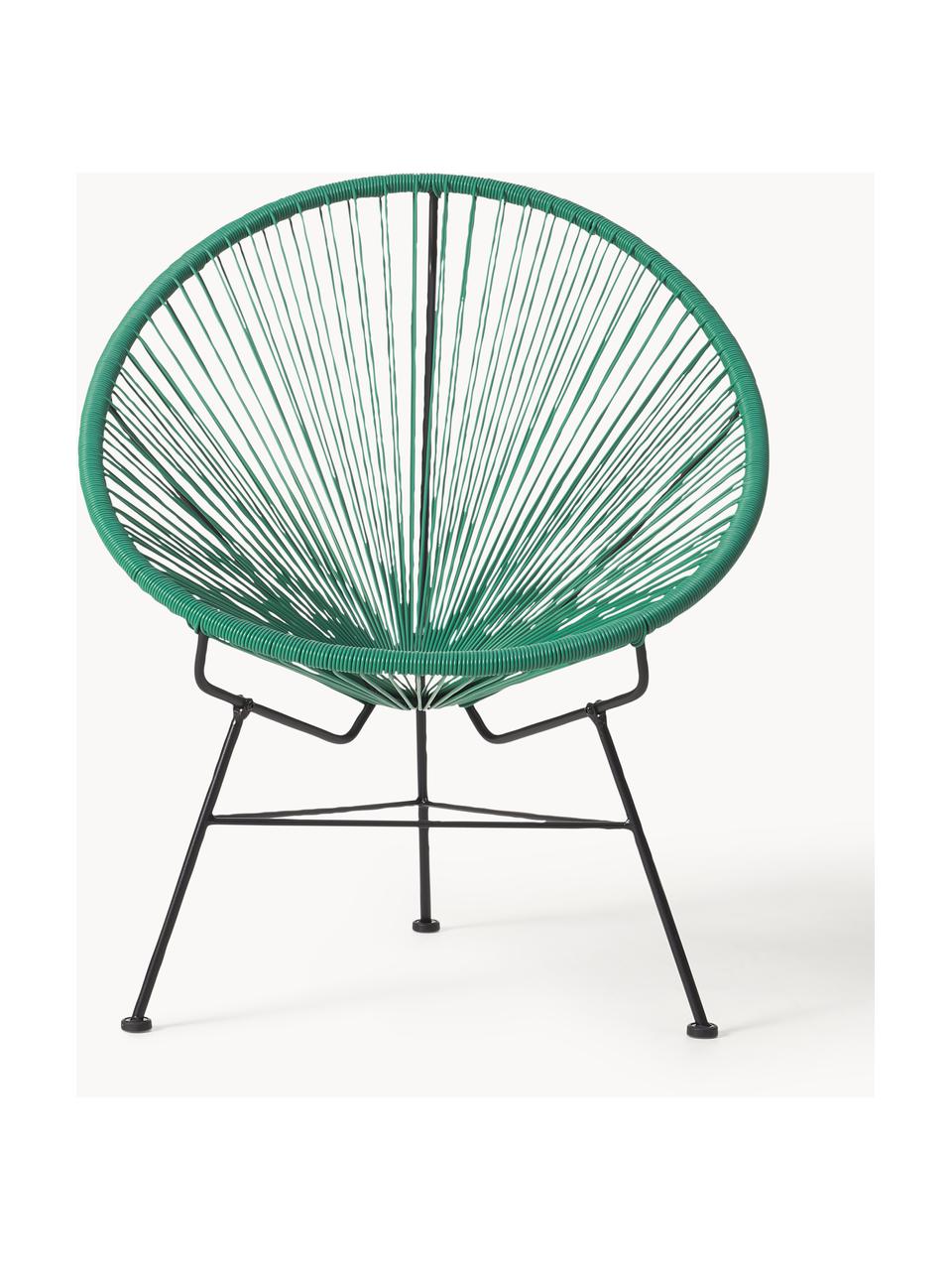 Poltroncina in materiale sintetico intrecciato Bahia, Seduta: plastica, Struttura: metallo verniciato a polv, Verde bosco, Larg. 81 x Prof. 73 cm