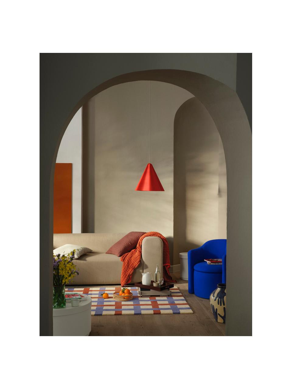 Lámpara de techo grande Skirt, Pantalla: acero con pintura en polv, Cable: cubierto en tela, Rojo, Ø 30 x Al 29 cm