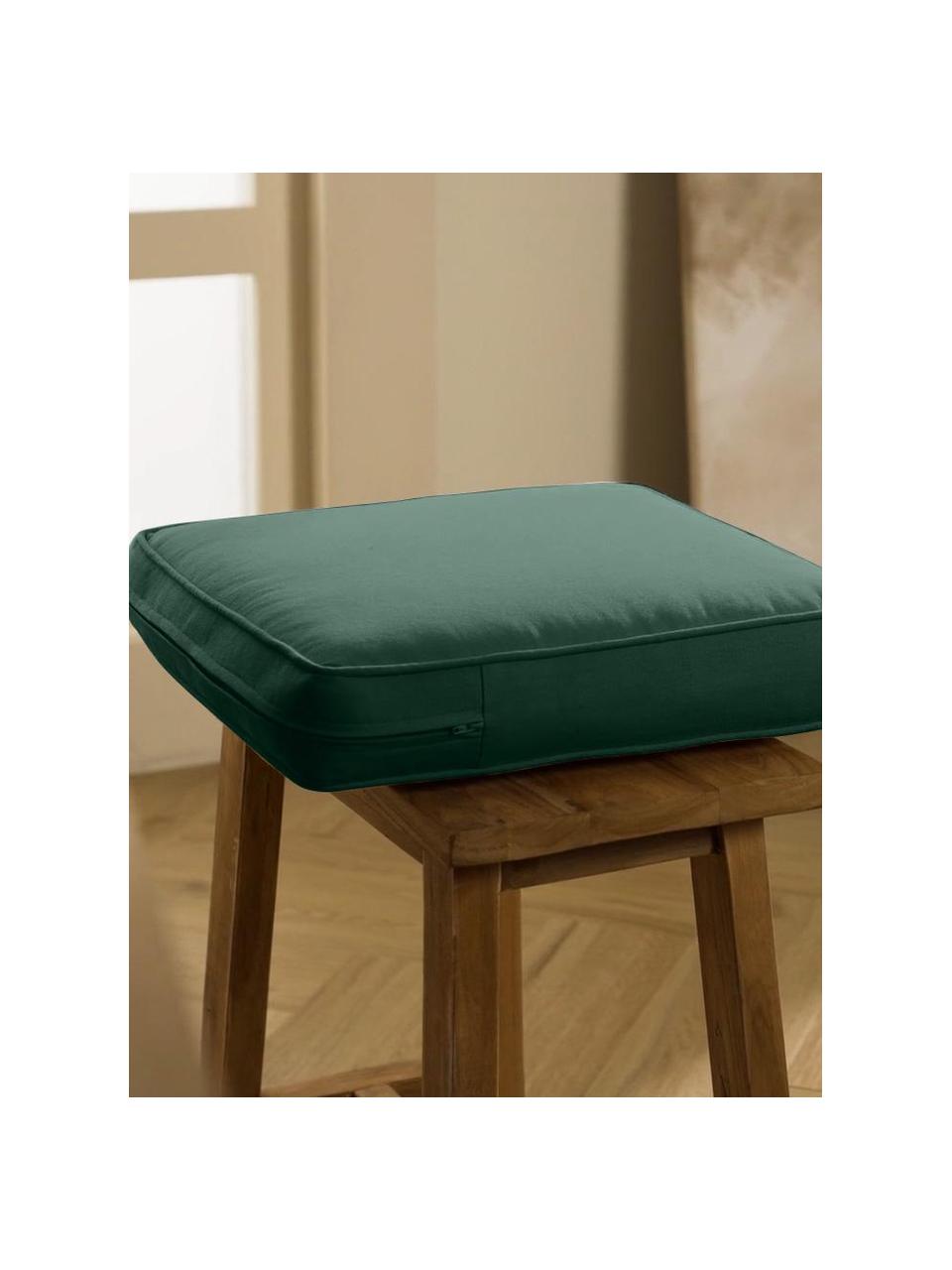 Cojínde asiento alto Zoey, Funda: 100% algodón, Verde oscuro, An 40 x L 40 cm