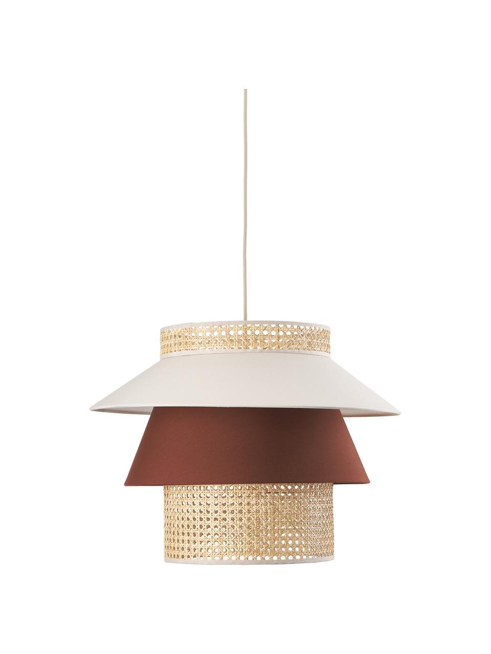 Grande suspension en cannage Klea, Beige clair, brun, Ø 55 x haut. 42 cm