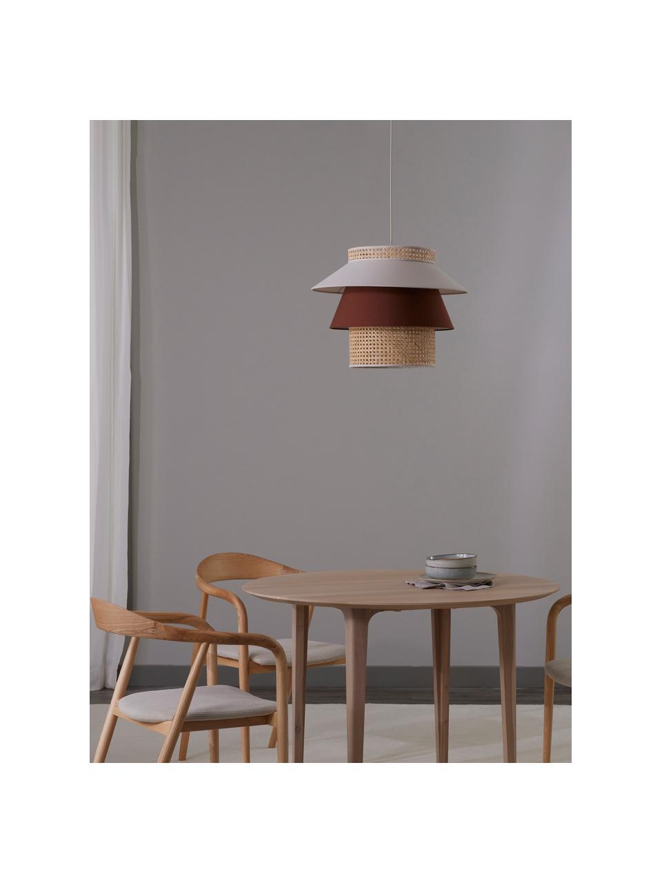 Grande suspension en cannage Klea, Beige clair, brun, Ø 55 x haut. 42 cm