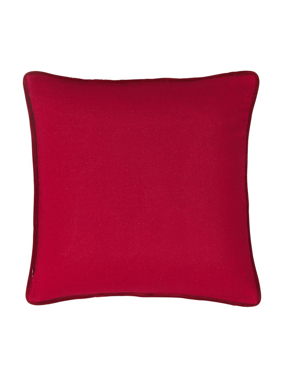 Povlak na polštář se zimním motivem Prancer, Červená, bílá, Š 45 cm, D 45 cm