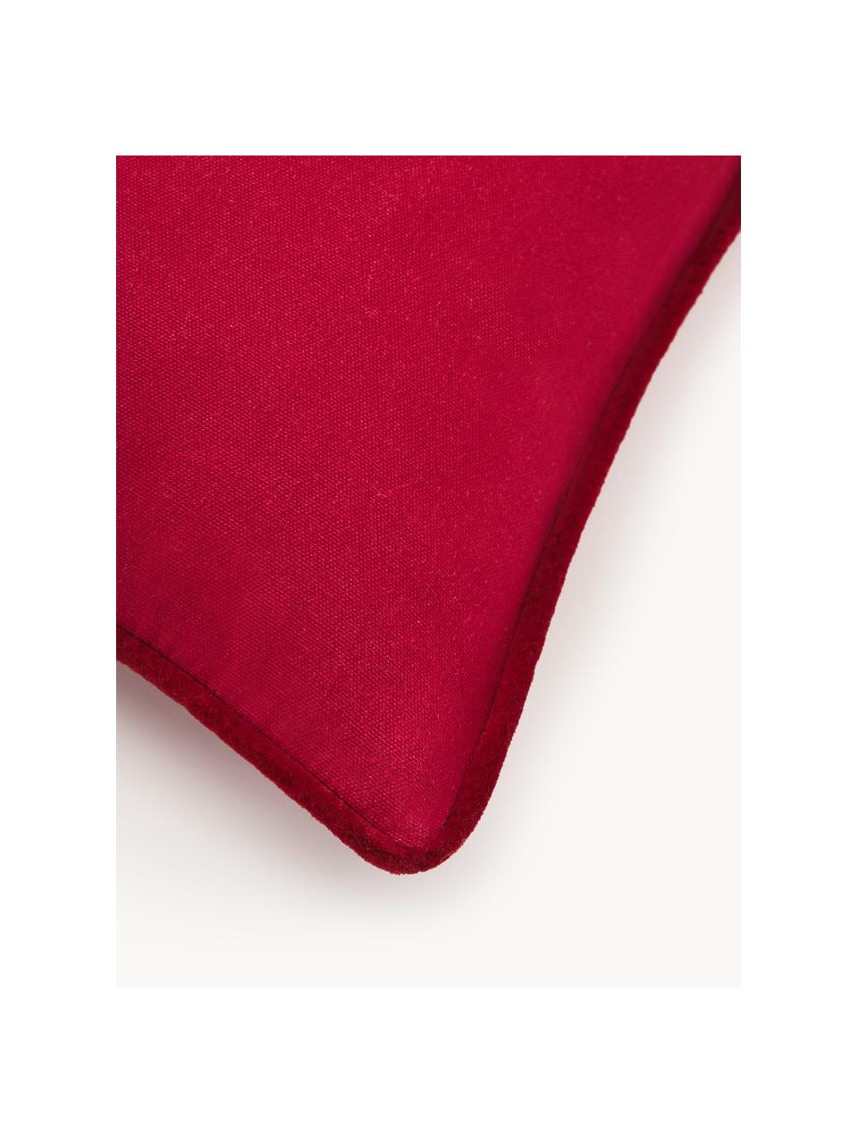 Copricuscino con motivo invernale Prancer, Rivestimento: 100% cotone, Rosso, bianco, Larg. 45 x Lung. 45 cm