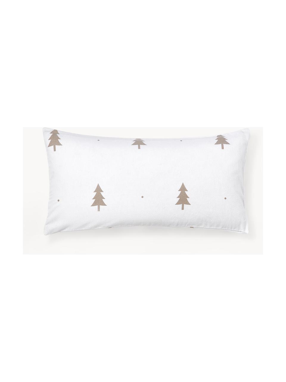 Flanelový povlak na polštář s vánočním vzorem X-mas Tree, Bílá, béžová, Š 40 cm, D 80 cm