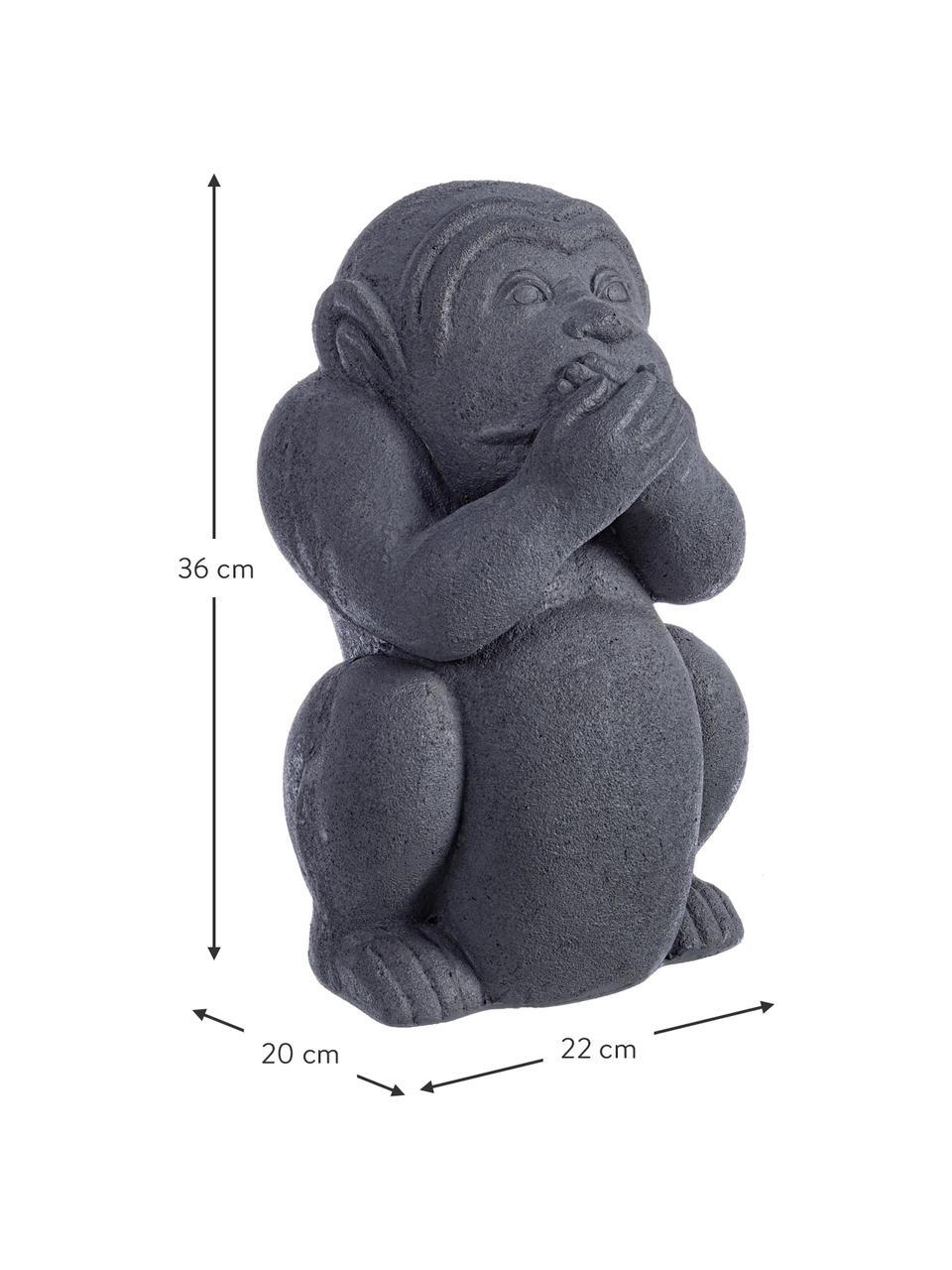 Figura decorativa de cemento Monkey, Hormigón recubierto, Iwazaru (no decir el Mal), An 22 x Al 36 cm