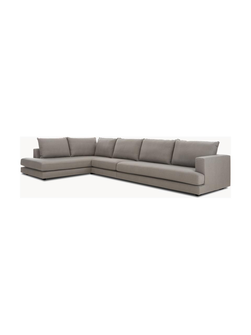 Canapé d'angle XL Tribeca, Tissu taupe, larg. 405 x prof. 228 cm, méridienne à droite