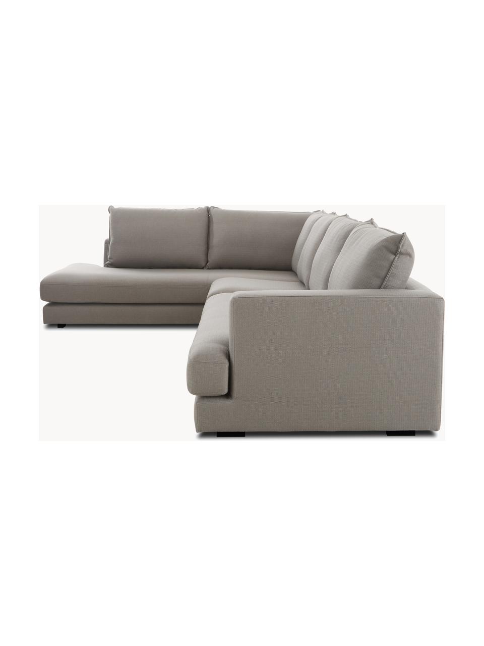 Sofa narożna XL Tribeca, Tapicerka: poliester Dzięki tkaninie, Stelaż: lite drewno sosnowe, Nogi: lite drewno bukowe, lakie, Taupe tkanina, S 405 x G 228 cm, prawostronna