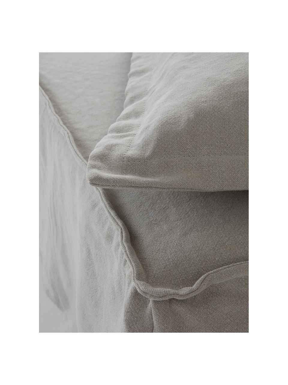 Voetenbank Gardanne, Bekleding: 100% linnen Met 11.000 sc, Frame: multiplex, grenenhout, Linnen grijs, B 95 x D 95 cm