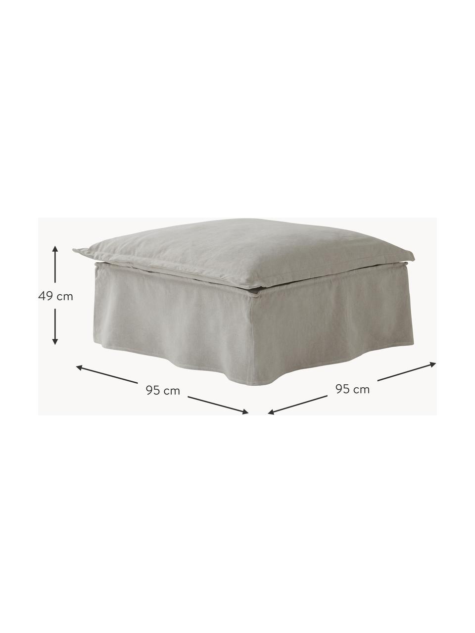 Pouf Gardanne, Lin gris, larg. 95 x prof. 95 cm