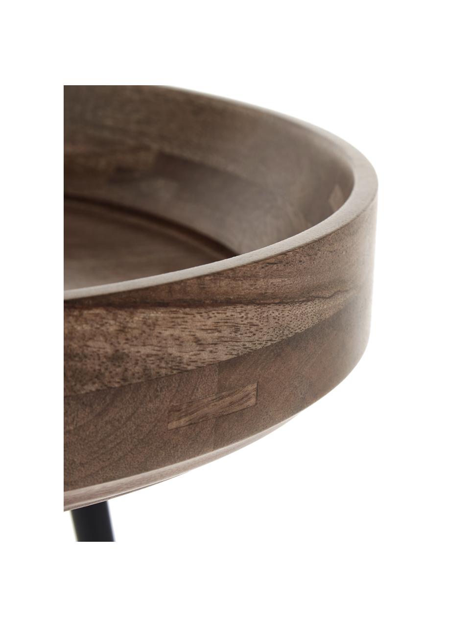 Stolik pomocniczy z drewna mangowego Bowl Table, Blat: drewno mangowe lakierowan, Nogi: stal malowana proszkowo, Drewno mangowe lakierowane na ciemno, Ø 40 x W 38 cm