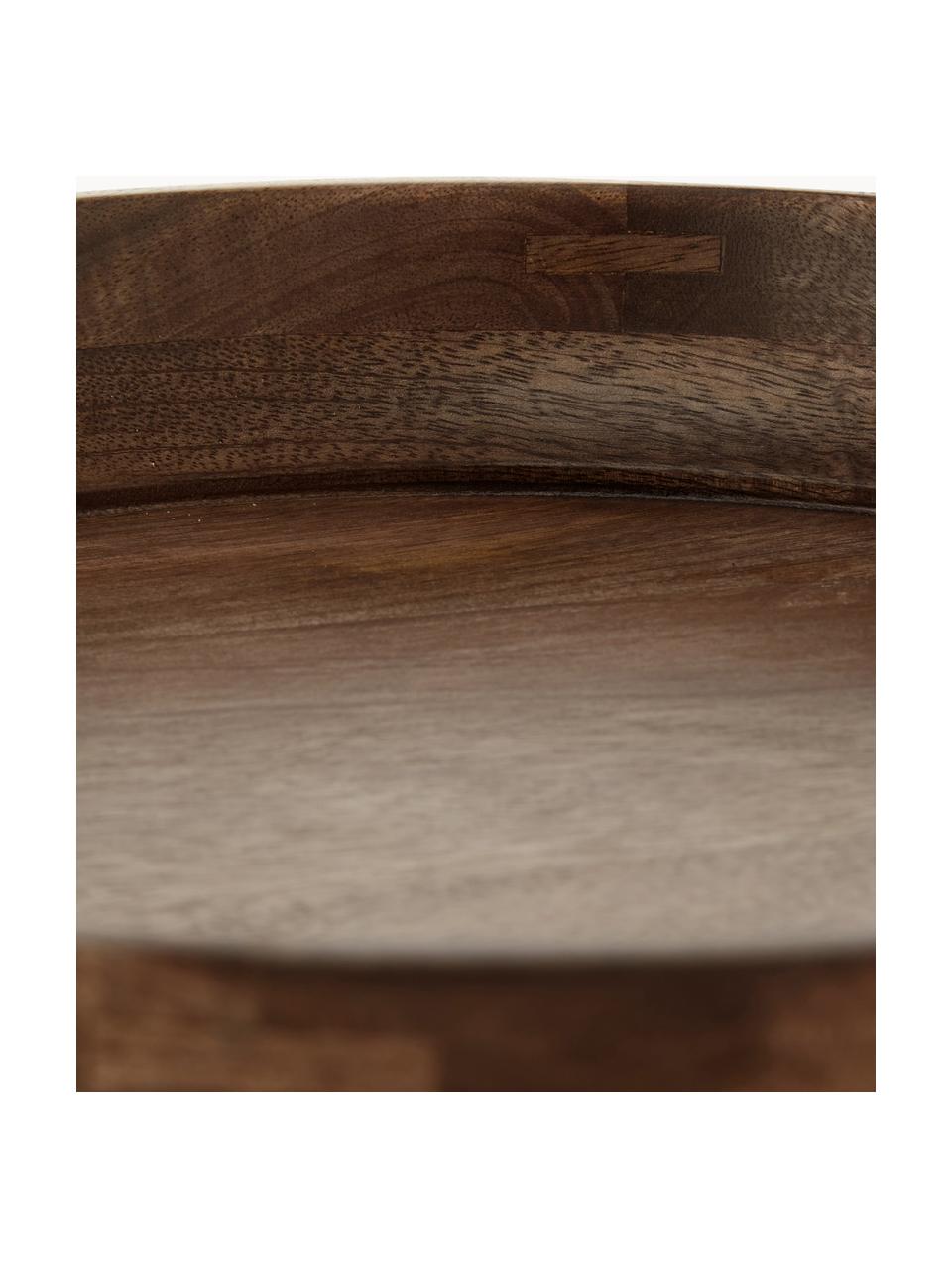 Ronde bijzettafel Bowl van mangohout, Tafelblad: mangohout, gelakt, Poten: gepoedercoat staal, Mangohout, donker gelakt, Ø 40 x H 38 cm