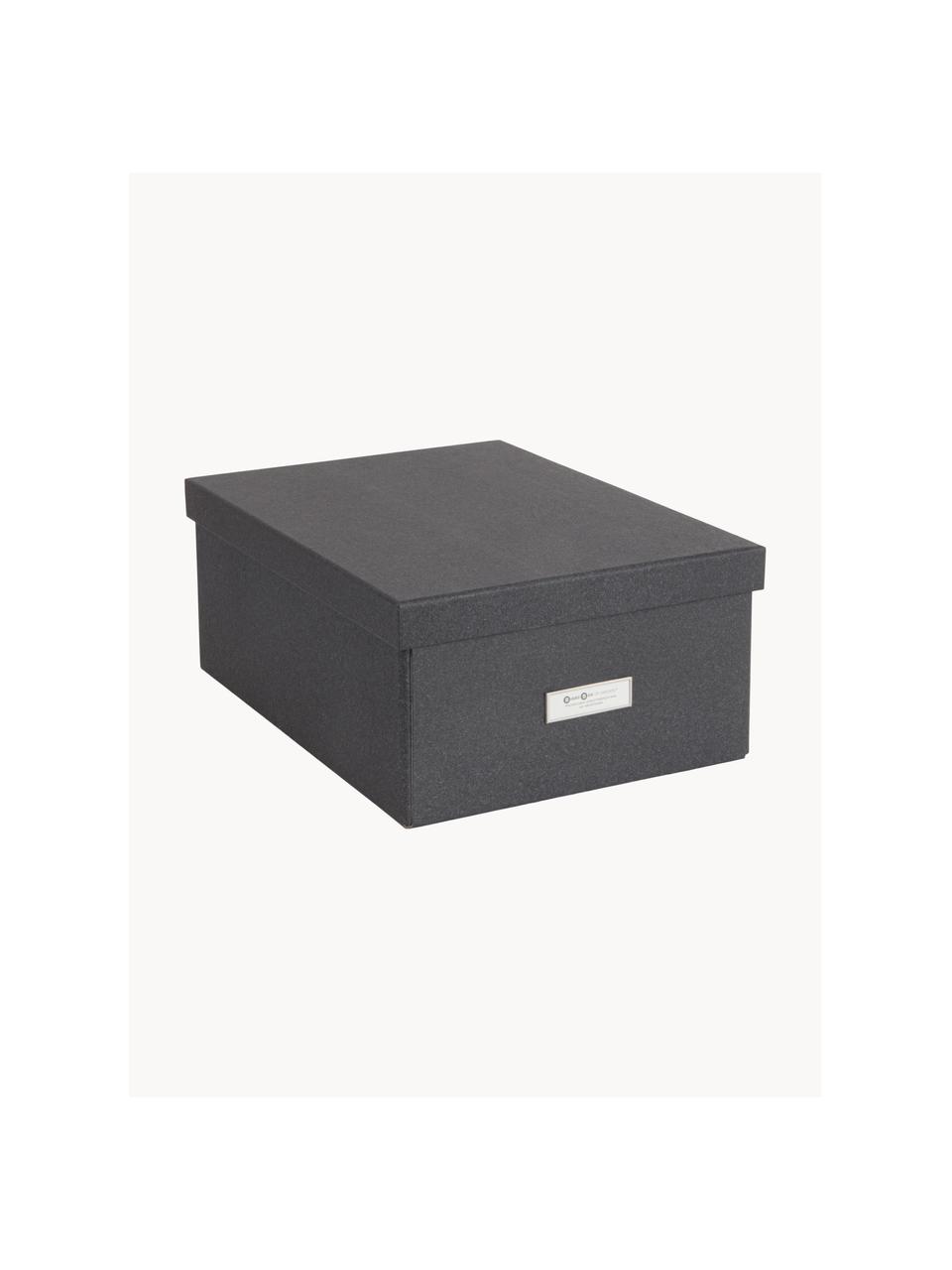 Skládací skladovací box Karin, 29 x H 39 cm, Plátno, pevný karton, Antracitová, Š 29 cm, D 39 cm