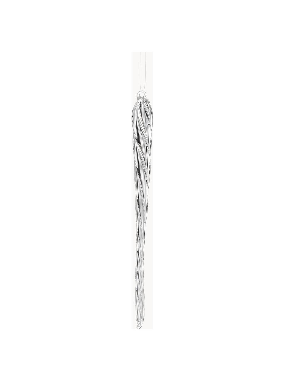 Baumanhänger Icicle, 3er-Set, Glas, Transparent, H 18 cm