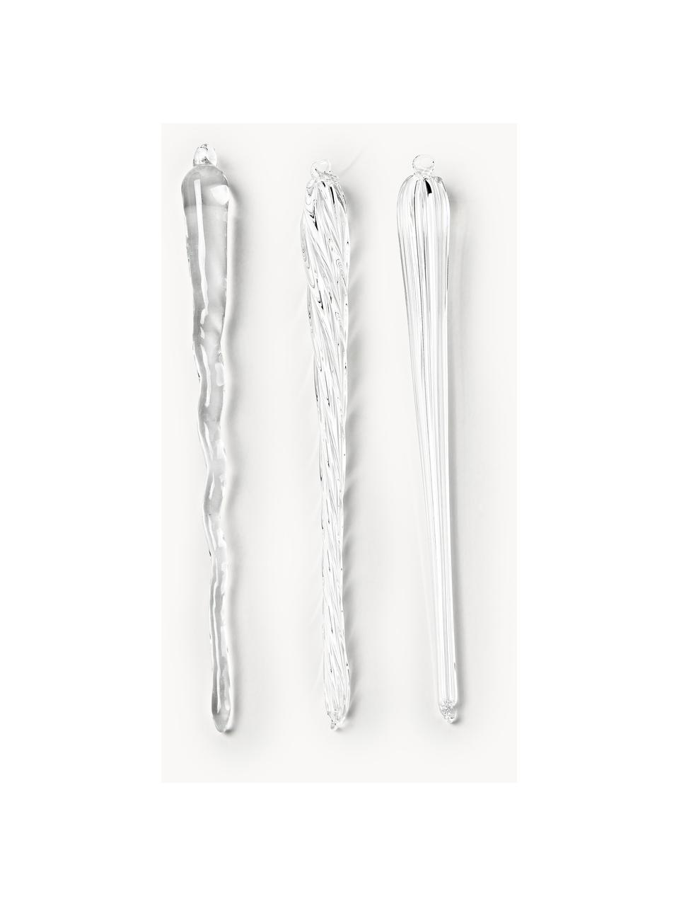 Set di 3 addobbi albero di Natale Icicle, Vetro, Trasparente, Larg. 44 x Alt. 126 cm